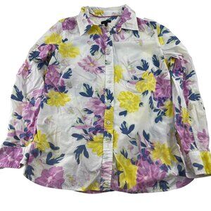 Talbots Women's Floral Print Button-Up Shirt Sz Small Lightweight long‎ sleeve